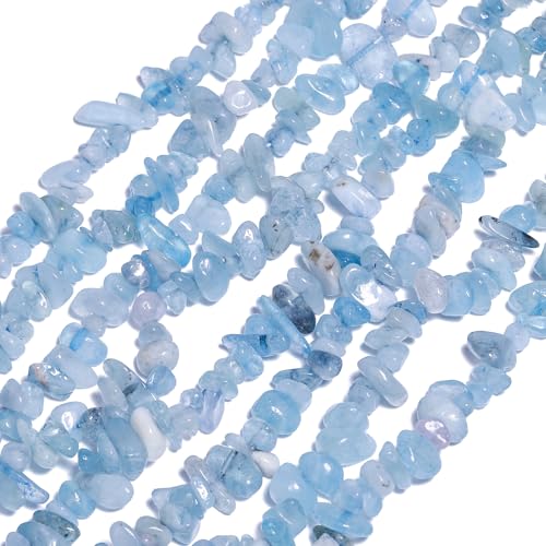 30in Aquamarine Natural Chip Stone Beads 5-8mm About 230pcs, Irregular Drilled Sky Blue Bead for Bracelets Jewelry Making Supplies for Adults, DIY Crafts. - color: Aquamarine