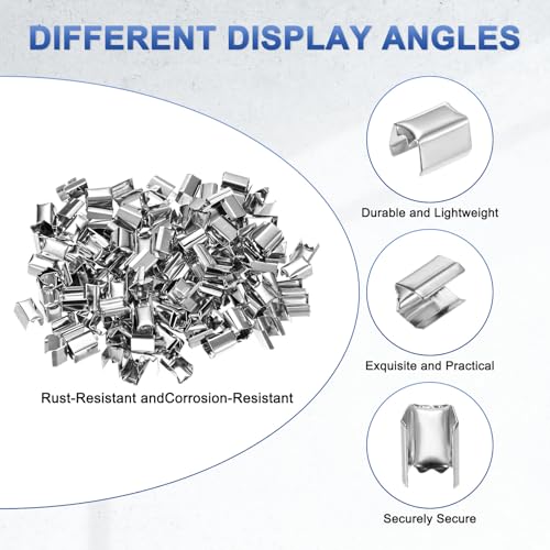 M METERXITY 100-Pack Fold Over Crimp End Caps, 0.3 x 0.2in/ 8 x 5mm Crimp Fasteners Ribbon Ends with Clamps for Jewelry Making/Leather Decor/DIY/Bracelets, Belt Buckle End Tip [Silver] - size: 0.3 x 0.2in/8 x 5mm