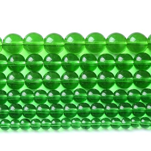 32pcs 12mm Smooth Green Crystal Glass Quartz Beads Round Loose Beads for Jewelry Making DIY Bracelet Necklace 15" Energy Healing Power Stone Beads(12mm, Green Crystal Glass) - color: Green Crystal Glass, size: 12mm