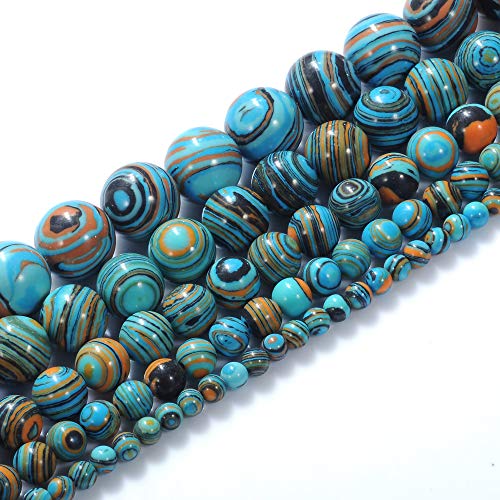 Natural Stone Beads 6mm Blue Malachite Gemstone Round Loose Beads Crystal Energy Stone Healing Power for Jewelry Making DIY,1 Strand 15" - color: Blue Malachite, size: 6MM