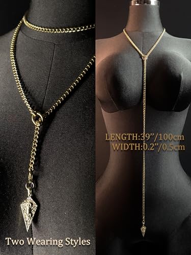 18K Gold Plated Knight's Shield Slip Chain for Women - color: 18KGold-Plated, size: 39''