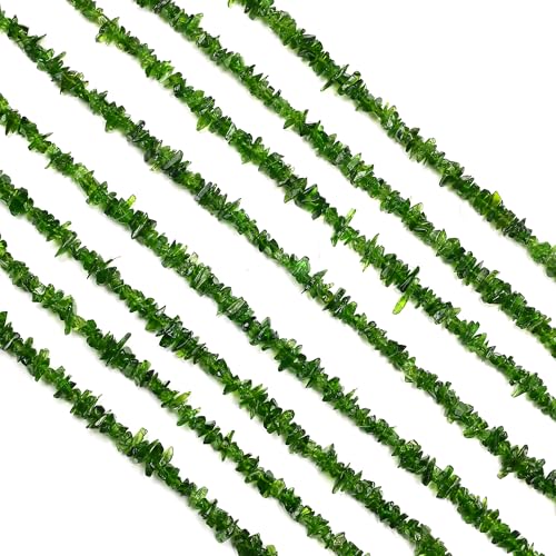GM GemMartUSA Chrome Diopside Natural Raw Chip Strands | Semi-Precious | AAA+ Quality 1 Strand 34” | DIY Bracelet Jewelry Making, Healing Crystal Craft| 4-6mm - Green Color Gemstones (CHCD-70001) - color: Chrome Diopside (CHCD-70001)