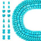 Turquoise Beads Strands Mixed Shape Turquoise Gemstone Loose Spacer Beads 6.5-13mm for DIY Crafts Necklace Bracelet Earring Jewelry Making (4 Strands) - color: Mixed Color-B