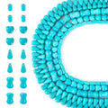 Craftdady 270Pcs Blue Turquoise Beads Teardrop Heart Column Bone Gemstone Beads Spacer Stone Bead Strands for Boho Crafts DIY Jewelry Making Supplies - color: Turquoise, 4 Shapes