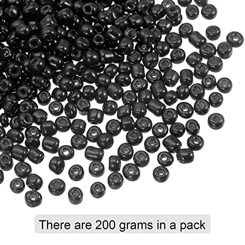 HARFINGTON 2000Pcs Small Glass Beads 6/0 4mm Loose Tiny Round Small Beads for Bracelet Earring Rings Jewelry Making, Black - color: Black