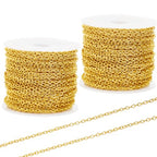 60 Feet Metal Iron Jewelry Chains 2 mm Bulk Gold and Silver Necklace Link Chains for Jewelry Making (Gold) - color: Gold