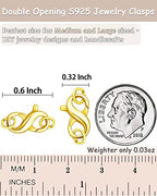 Dailyacc S925 Double Opening Lobster Clasp Sterling Silver and Gold Necklace Bracelet Extender Clasps and Closures for DIY Jewelry - color: Gold, size: 15.5mm × 7.5mm