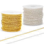 60 Feet Metal Iron Jewelry Chains 2 mm Bulk Gold and Silver Necklace Link Chains for Jewelry Making (Silver and Gold) - color: Silver and Gold