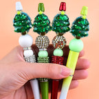 6Pcs Luminous Christmas Tree Fancy Beads for Pens Christmas Tree Focal Space Beads for DIY Craft Beadable Pens Keychain Bracelet Necklace Earrings Jewelry Making - color: Luminous Christmas Tree 2