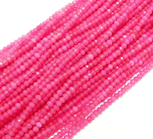 Perlin Agate & Jasper Gemstone Strand Beads 4 mm Rondelle 110 Pieces Jewellery Beads Semi-Precious Stone for Jewellery Necklace Bracelet Earrings (Pink Agate) - color: pink agate