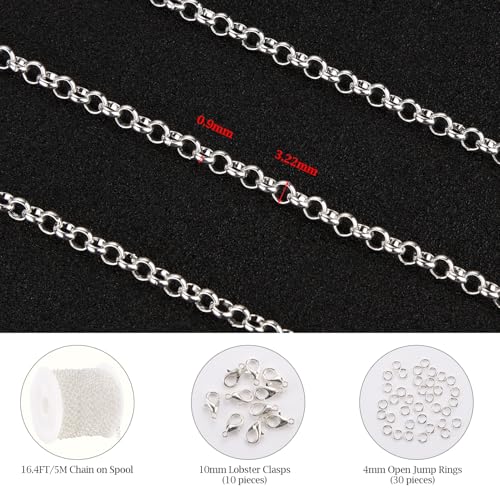 KYUNHOO 5 Meters Small Circle Chain for Jewelry Making Silver Plated Necklace Chains Bulk with Jewelry Connectors for Handcraft DIY - color: Circle Silver