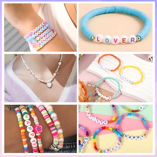 300Pcs Colorful Letter Beads P 4X7mm Individual Round Alphabet Beads for Friendship Bracelets Making - color: Round - P