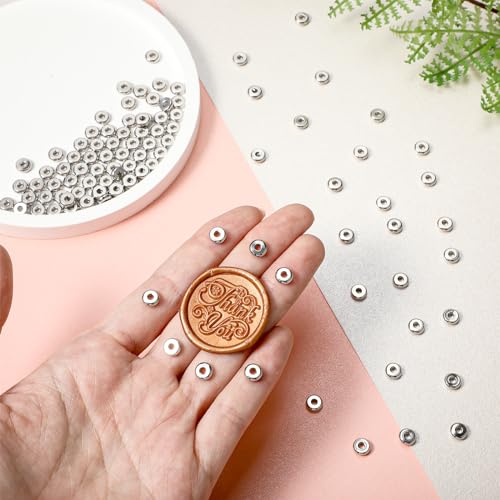 100 Pcs Flat Disc Spacer Beads 6mm Silver Beads with Hole Stainless Steel Spacer Bead Plated Round Loose Charm Caps Bead for DIY Jewelry Making Bracelet Necklace Crafting