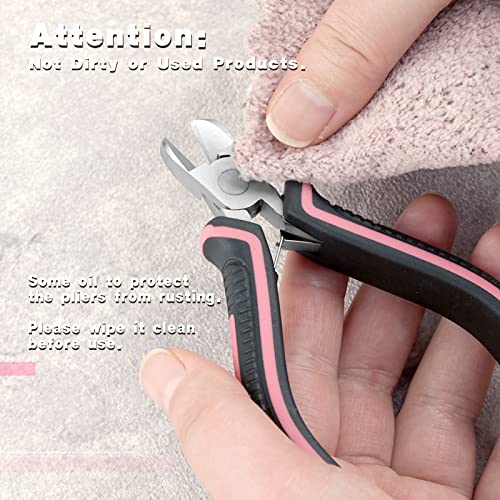Mini Diagonal Cutting Pliers 4 Inches Floral Wire Cutters for Artificial Flowers Side Cutters Pliers for Jewelry Making Diagonal Wire Cutters for Wire, Zip Ties, Crafting,Pink Tool for Women - style: Diagonal Cutting Pliers