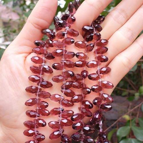200pcs Czech 12mm Faceted Teardrop Briolette Crystal Glass Loose Beads Pendant Drop Spacer Bulk Burgundy Red for DIY Jewelry Making CCT2-11 - color: Burgundy Red, size: 12x6mm - 200pcs