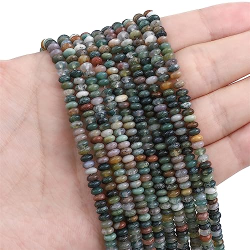 BEADIA Natural Indian Agate Spacer Beads Caps Rondelle Disk Loose Beads for Beading Jewelry Making 4mmx2mm 38cm - color: Indian Agate, size: Rondelle Disk 4mm x 2mm