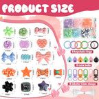 RYKOMO 600-700PCS Acrylic Beads for Bracelet Making Kit, with Bell, String, Key Rings, Clips in 6 Colors Kawaii Aesthetic Cute Beads for Jewelry Making, Keychains, Phone Charms, DIY Crafts