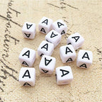 DAHI 1000pcs Cube Letters Square Alphabet A-Z Acrylic Letter Beads for Jewelry Making (Black White 6x6mm) - color: black white 6x6mm