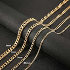 HZMAN Cuban Chain for Men - Stainless Steel Gold & Silver Diamond Cut Hip Hop Link Chains - 3.5mm/5mm/7mm/9mm - 16-30 Inch - color: 3.5mm Gold, size: 22In
