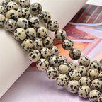 NCB 100pcs 6mm Dalmation Spot Jasper Beads Natural Semi Precious Beads Round Smooth Gemstones Loose Spacer Beads Charms for Necklaces Bracelets Jewelry Making (Dalmation Spot Jasper, 6mm 100Beads) - color: Dalmation Spot Jasper, size: 6mm 100Beads