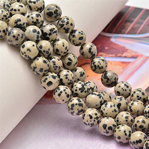 NCB 100pcs 6mm Dalmation Spot Jasper Beads Natural Semi Precious Beads Round Smooth Gemstones Loose Spacer Beads Charms for Necklaces Bracelets Jewelry Making (Dalmation Spot Jasper, 6mm 100Beads) - color: Dalmation Spot Jasper, size: 6mm 100Beads