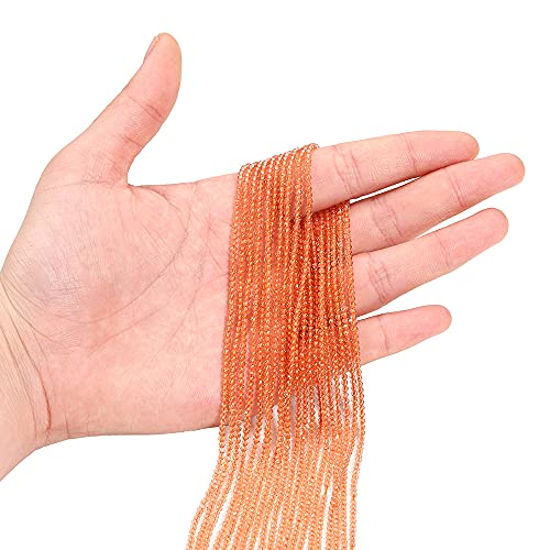 2mm Quartz Crystal Round Beads Faceted Glass Beads Loose Spacer Beads for DIY Bracelet Jewelry Making Supplies Accessories (Light Orange) - color: Light orange