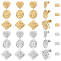 SUNNYCLUE 1 Box 12 Pairs 3 Styles Stainless Steel Stud Earring Geometric Flat Round Heart Square Earring Findings with Hole for Women Adults DIY Jewelry Making - color: 12 Pairs Mixed Color Stud Earring Findings
