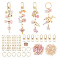 HOMAR 105Pcs DIY Keychain Making Kit Bag Charm Jewelry Chain Making 30 Pink Charms 8 Keychain Clips with Key Ring 8 Extender Chains 50 Jump Ring for DIY Craft Gifts - color: Pink-105PCS
