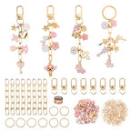 HOMAR 105Pcs DIY Keychain Making Kit Bag Charm Jewelry Chain Making 30 Pink Charms 8 Keychain Clips with Key Ring 8 Extender Chains 50 Jump Ring for DIY Craft Gifts - color: Pink-105PCS