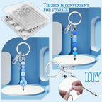 18 Pack Beadable Keychains Bars DIY Blank Beadable Keychains Metal Beaded Keychain Sliver Beads Keychain Making Kit for DIY Crafts Supplies Jewelry Making Gift - style: 18 Pack - Silver