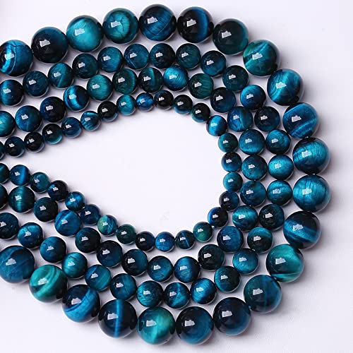6mm 60PCS Blue Tiger Eye Beads Natural Stone Gemstone Spacer Loose Beads for Jewelry Making DIY Bracelet Semi Precious Beads Strand 15 inches - color: Blue Tiger Eye Stone, size: 6mm