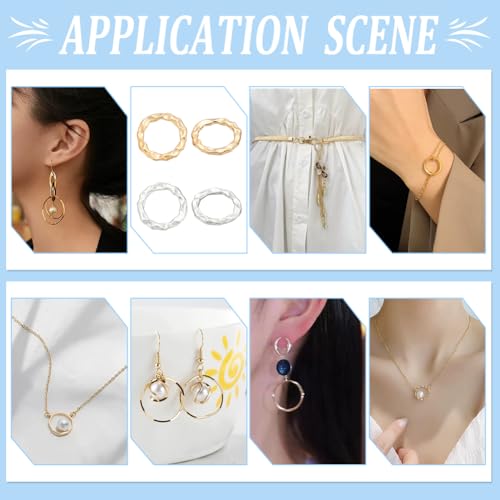 PH PandaHall 200PCS 17mm Hoop Earring Circle Charms, 2 Colors Alloy Hammered Circle Link Round Linking Rings Metal Circles Charms Links for DIY Earring Necklaces Bracelets Jewelry Making Supplies
