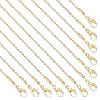 12 Pack Snake Chain Necklace Bulk Gold Plated Stainless Steel Necklace Chain for DIY Jewelry Making - color: Gold 18 Inches