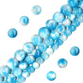 Natural Stone Beads 8mm Blue White Jade Polished Round Smooth Gemstone Beads for Jewelry Making Adults 15 Inch(Blue White Jade,8mm) - color: Blue White Jade, size: 8mm