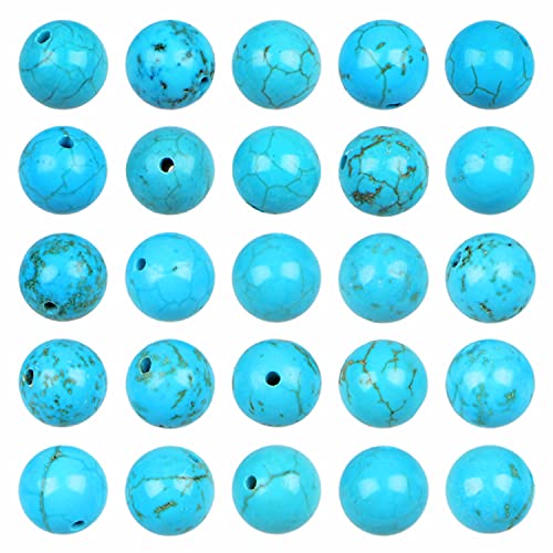 AD Beads 8mm Natural Round Loose Beads 110 Pieces, for Making 108 Mala Prayer Beads Necklace, Bracelet & Yoga Meditation, Jewelry Design (Blue Turquoise) - color: Blue Turquoise