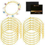 Wurosi 12PCS 18K Gold Plated Embossed Bracelet Chains 6.3Inch Gold Charm Bracelet Chains for Women DIY Jewelry Making - color: Bracelets 12 PCS Gold