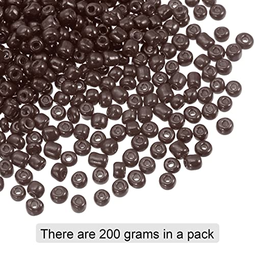 HARFINGTON 2000Pcs Small Glass Beads 6/0 4mm Loose Tiny Round Small Beads for Bracelet Earring Rings Jewelry Making, Brown - color: Brown