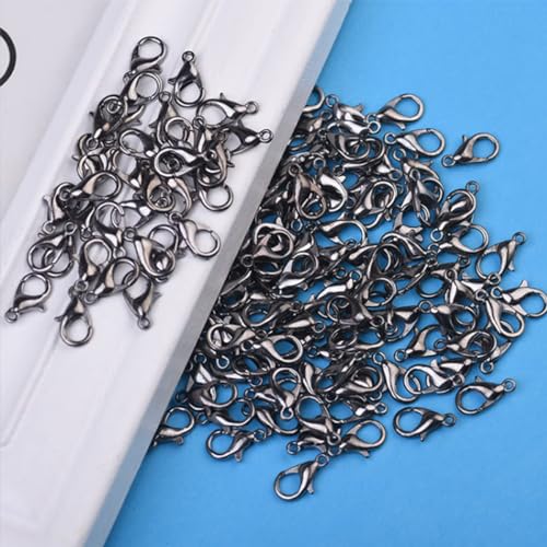 500 Pieces Set Lobster Claw Clasps 100 Lobster Clasps 400 Open Jump Rings for Jewelry Making Bracelet Necklace DIY Jewelry Making Findings Crafts Fastener Hook (Gun Black) - color: Gun Black
