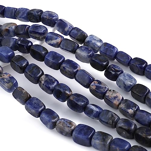BEADIA Natural Blue Sodalite Cuboid Stone Loose Semi Gemstone Beads for Jewelry Making 8mmx12mm 38cm/Strand - color: Blue Sodalite, size: 8mm X 12mm