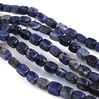 BEADIA Natural Blue Sodalite Cuboid Stone Loose Semi Gemstone Beads for Jewelry Making 8mmx12mm 38cm/Strand - color: Blue Sodalite, size: 8mm X 12mm