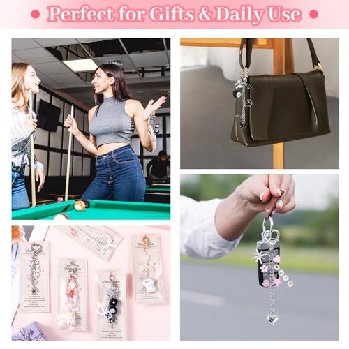 Wurosi 945 Pcs Bag Charm Kit, Charms Lip Gloss Keychain Making Kit, Beaded Keychain Making Kit, Y2K Keychains, 8 Ball Dice Charm Keychains, DIY Customizable Crafts Key Chains(Gold & Silver) - color: 945PCS Keychain Making Kit