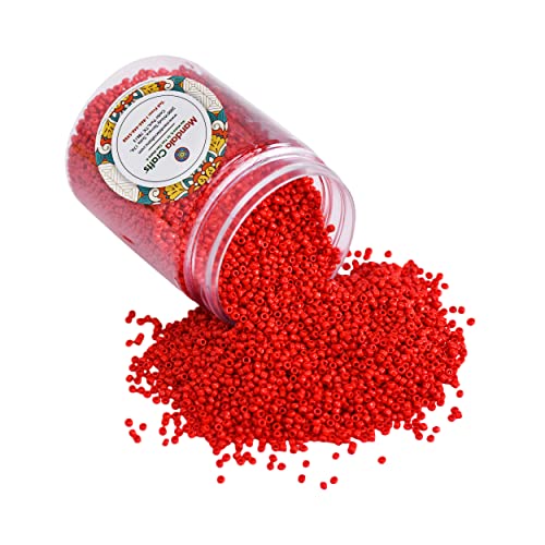Mandala Crafts 8/0 Glass Seed Beads for Beadwork – 6000 Pcs 3mm Opaque Red Round Small Rocaille Beads for Jewelry Making, Necklace Bracelet Earring Craft Supplies - color: Opaque Red, size: Round 8/0 Or 3 Mm