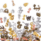 stino 100g Metal Pendant Charms for Jewelry Making, Bulk Silver & Gold Plated Charms for Braclet Necklace Crafts, Animal Plant Flower Pet and so on - color: Cat Bronze Glod