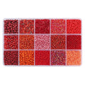 Mix 15 Color Glass Seed Tube Beads Glass Bugle Beads Loose Kit for Jewelry Making DIY Craft Beading (Mix 15 Color, Red) - color: Red