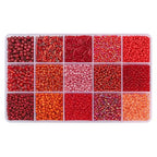 Mix 15 Color Glass Seed Tube Beads Glass Bugle Beads Loose Kit for Jewelry Making DIY Craft Beading (Mix 15 Color, Red) - color: Red