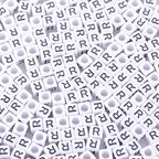 1000Pcs White Acrylic Letter Beads 6x6mm Letter R Cube Alphabet Beads for DIY Bracelet Necklace Jewelry Making - color: Letter-R