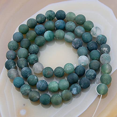 AD Beads Beautiful Natural Matte Gemstone Round Spacer Loose Beads 4-12mm (6mm, 25 Matte Moss Agate) - color: 25 Matte Moss Agate, size: 6mm