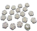 50pcs Round Ivory Cream Flat Back Pearl Flower Rose 12mm AB Irridescent Embellishments Weddings Crafts