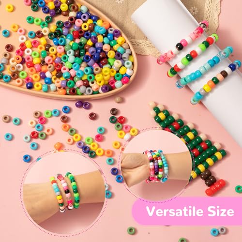 Malynme 4200Pcs Pony Beads, 28 Colors Rainbow Kandi Beads for Hair Braiding, Plastic Pony Beads Bulk for Bracelets Making, DIY Crafts