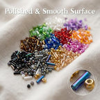 Jabrand 12 Colors Seed Beads and Bugle Beads Kit, 120g/6000pcs Mixed Craft Glass Beads for Bracelets Jewelry Making Clothing DIY